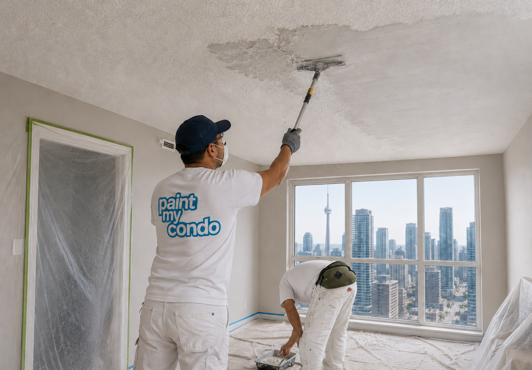 Professional popcorn ceiling removal specialist Toronto condo