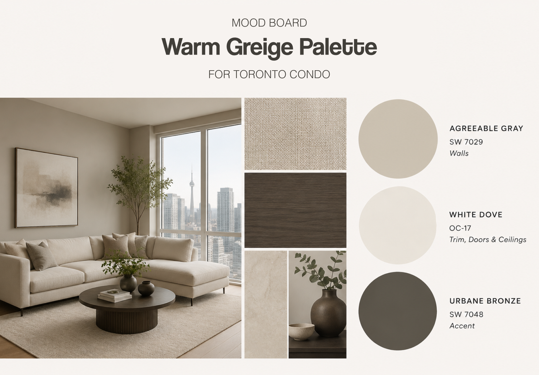 Warm neutral condo paint palette Toronto 2026